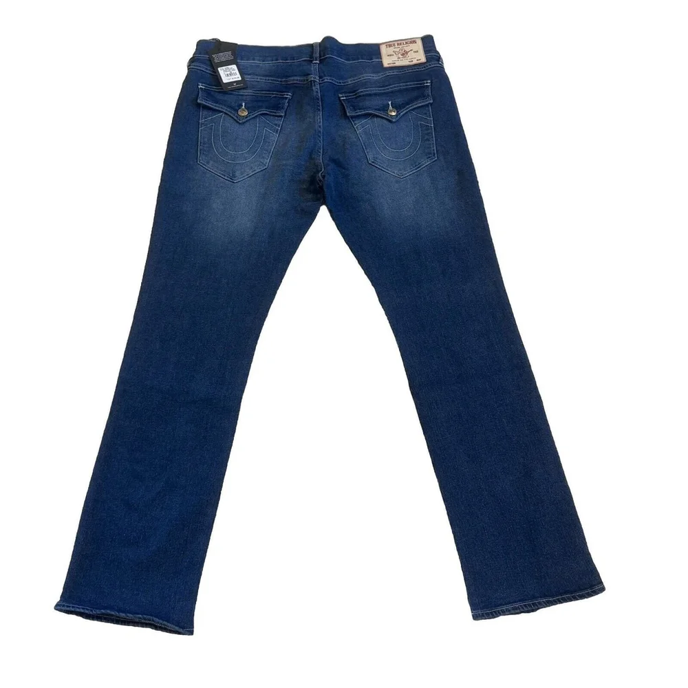 NWT True Religion Ricky Relaxed Straight Flap Jeans 34X34 Men Blue Orig.$159